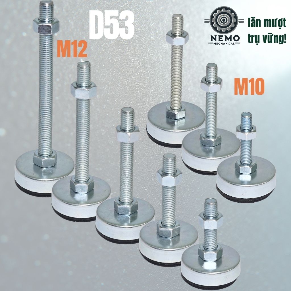 Chân Tăng Chỉnh Chống Rung – Đế Nylon, Cân Bằng Máy Móc (M10, M12)